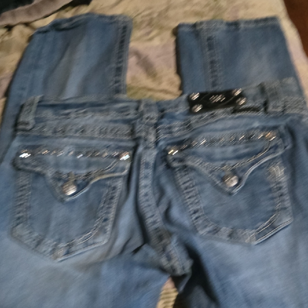 Miss Me Blue Jeans with Silver Accents